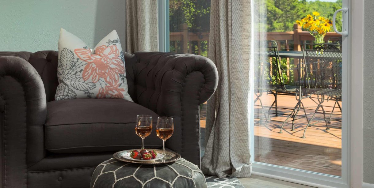 French Quarter Room sitting area with deck view