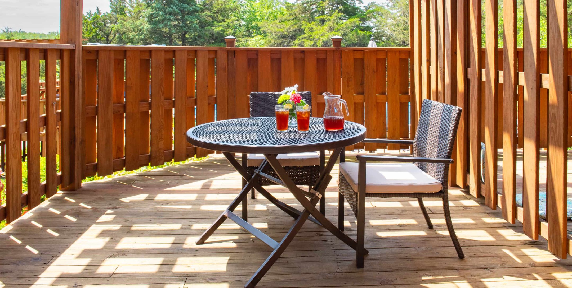 Wine Country Room deck at B&B near Kansas City, MO