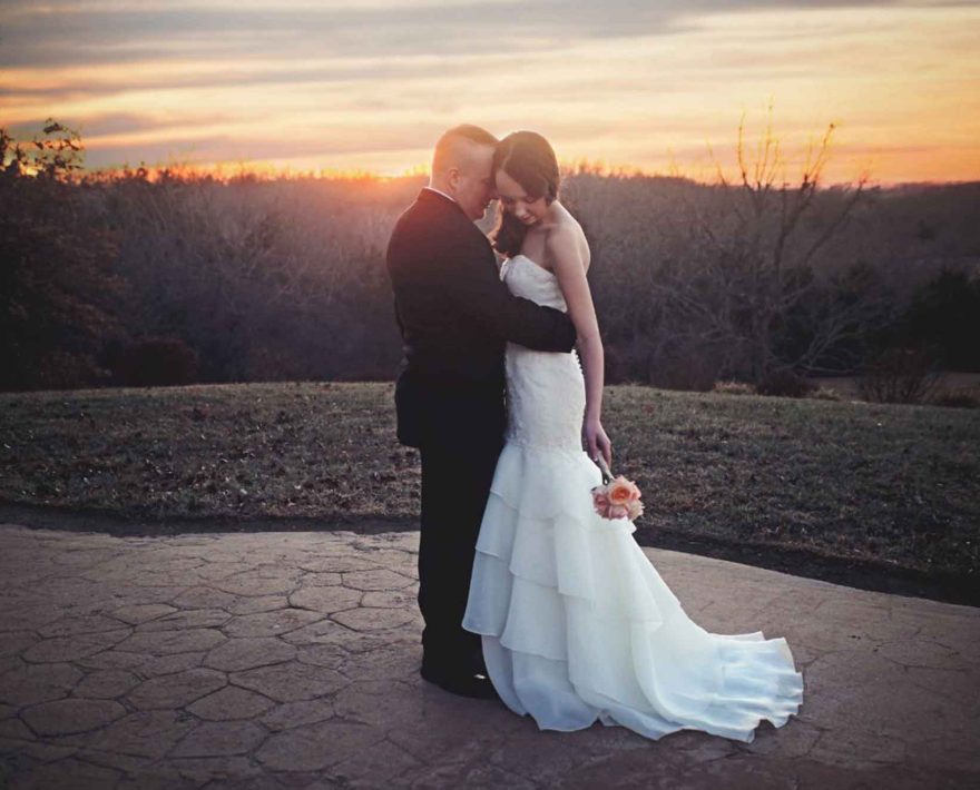 Sunset ceremony at a wedding in Kansas