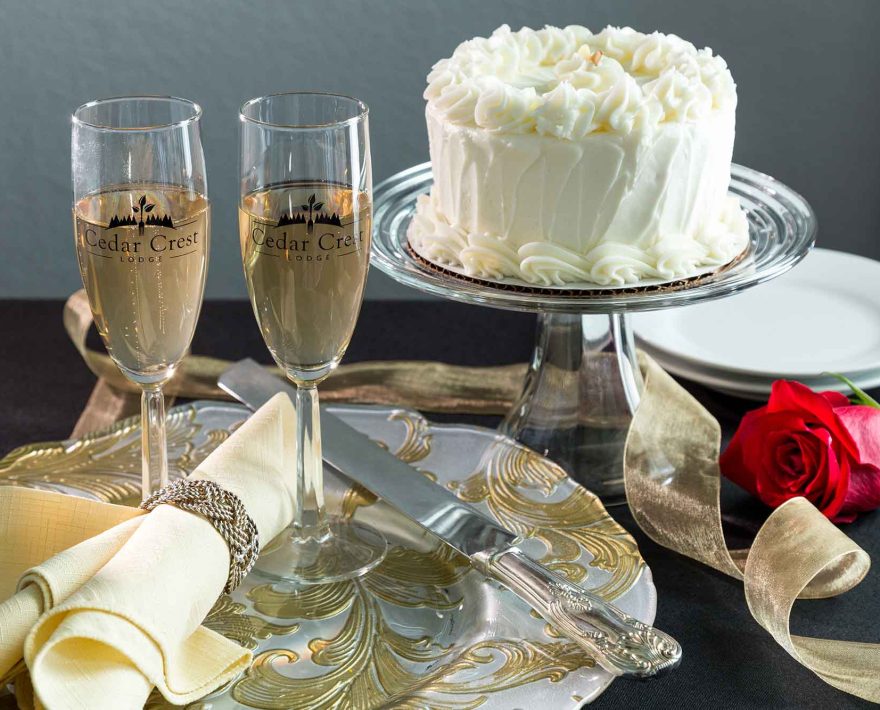 Kansas wedding cake and champagne
