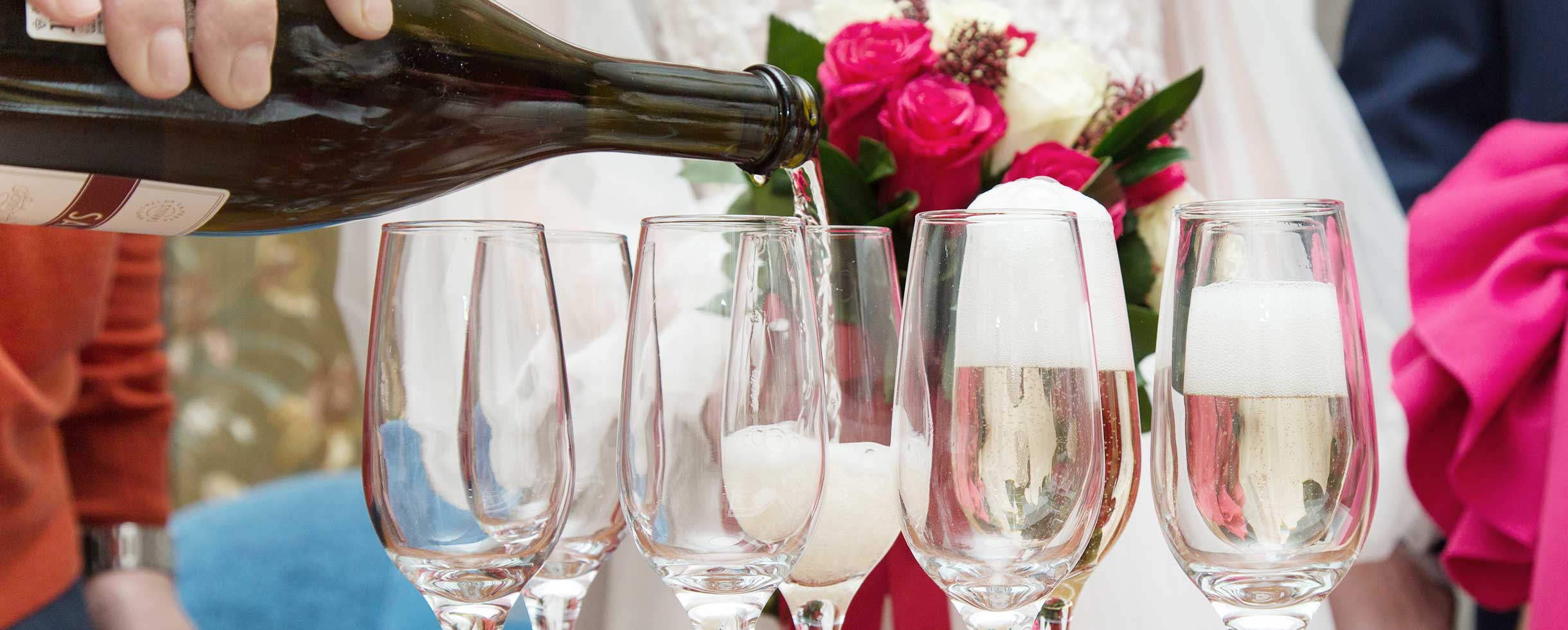 Champagne being poured for a wedding toast