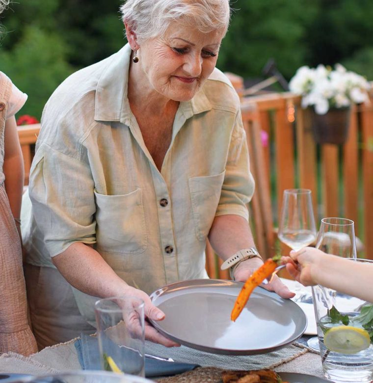 Family reunion meal outside in Kansas