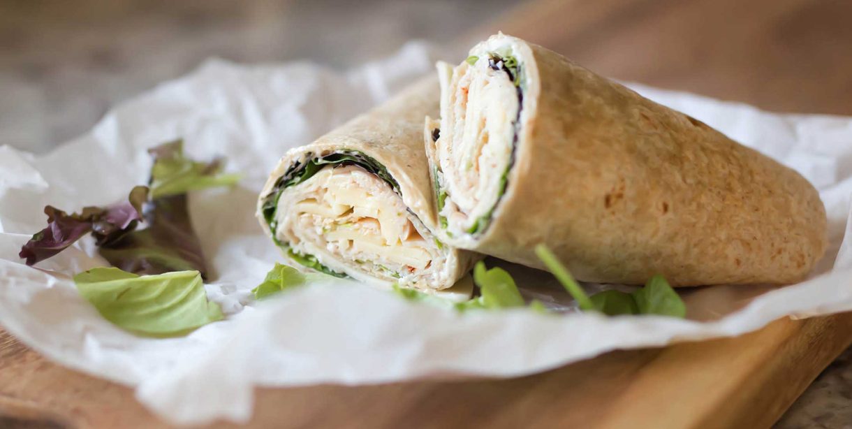 Turkey provolone wrap with greens