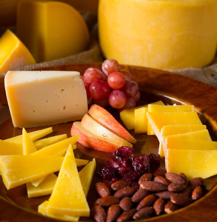 Plate of fruit and cheese from local Kansas purveyors