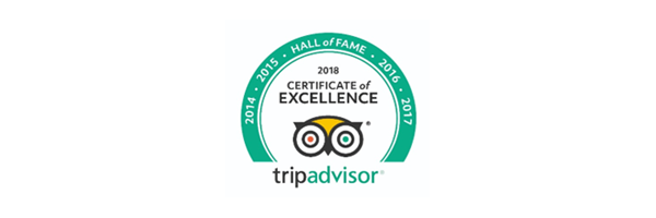 TripAdvisor 2018 Certificate of Excellence Hall of Fame
