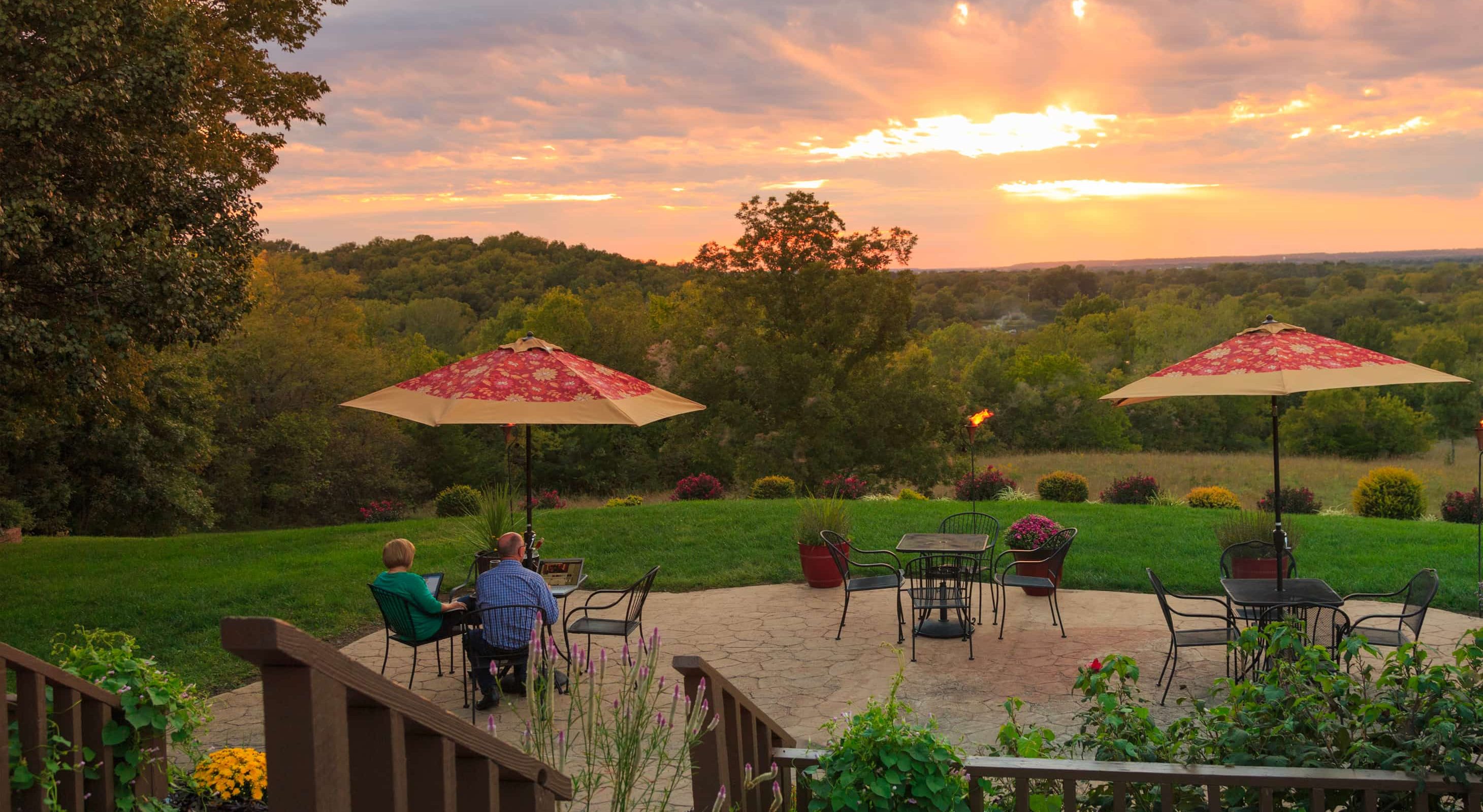 Couple overlooking sunset at our bed and breakfast in KS