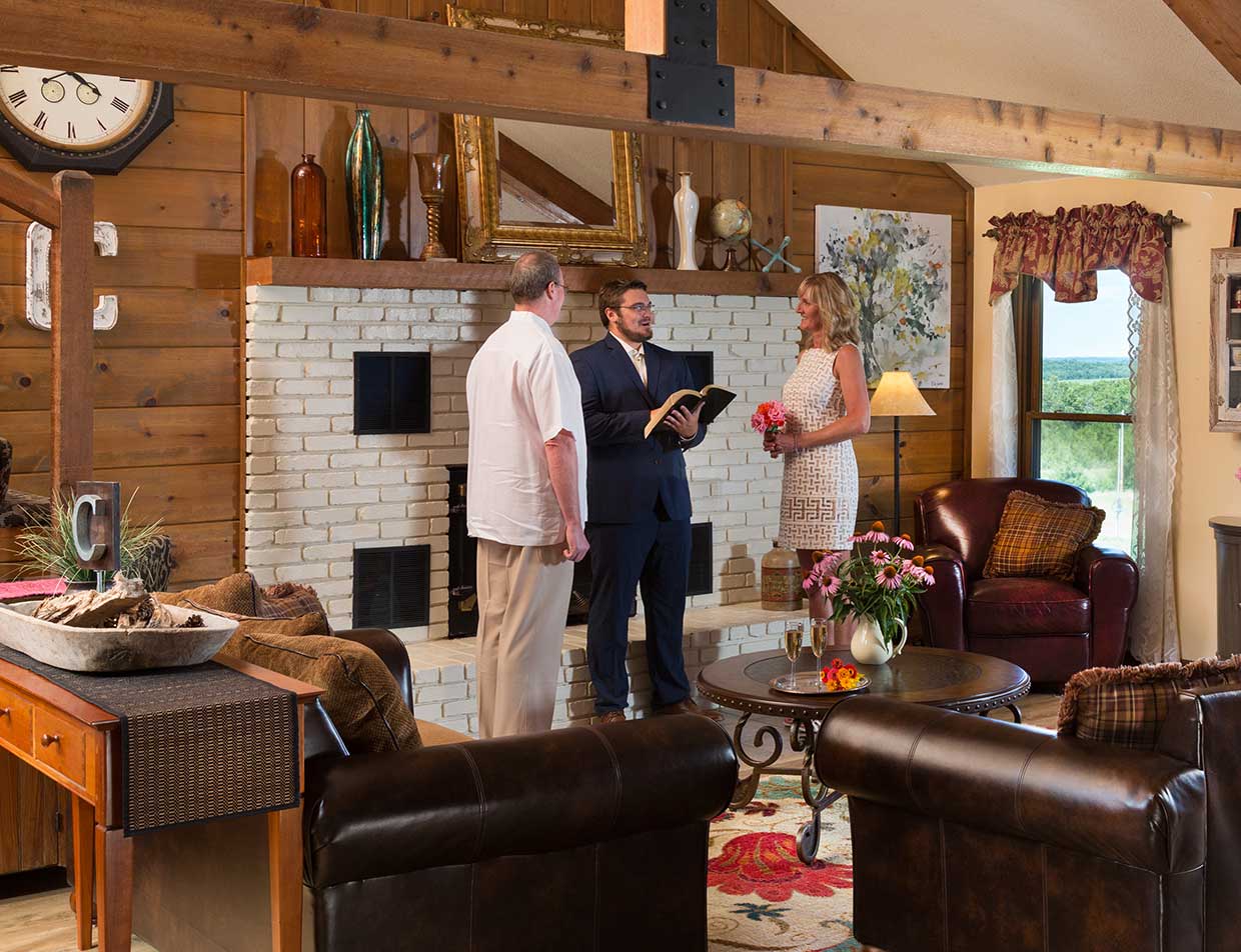 Lodge Fireplace indoor Kansas wedding location