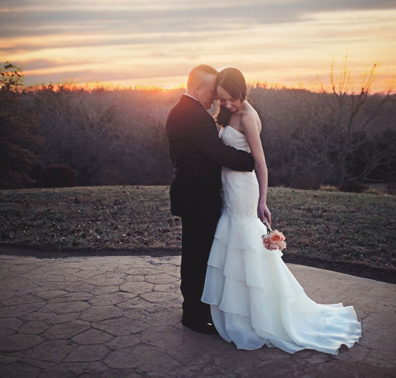 Couple eloping at sunset