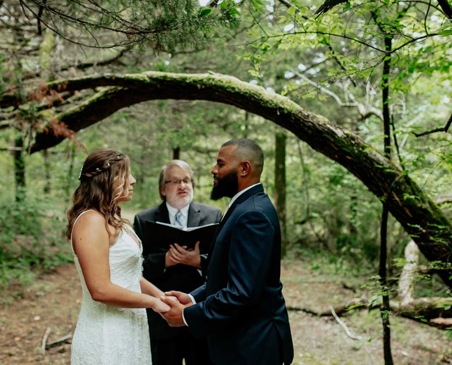 Elopement ceremony in the woods