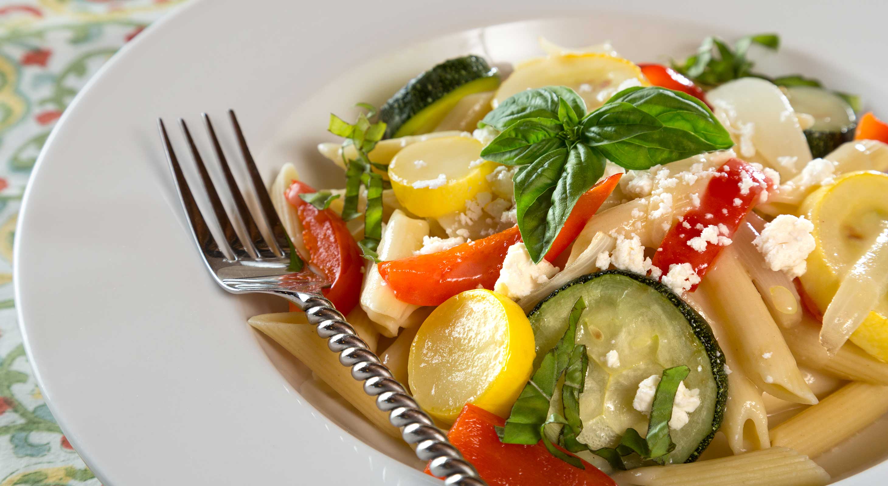 Penne pasta with vegetables at restaurant in Pleasanton, KS