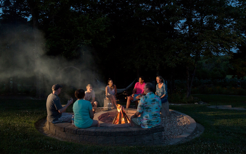 Group Around Fire Pit in Kansas